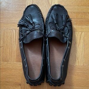 Coach Women’s Black Leather Tassel Moccasin Loafers